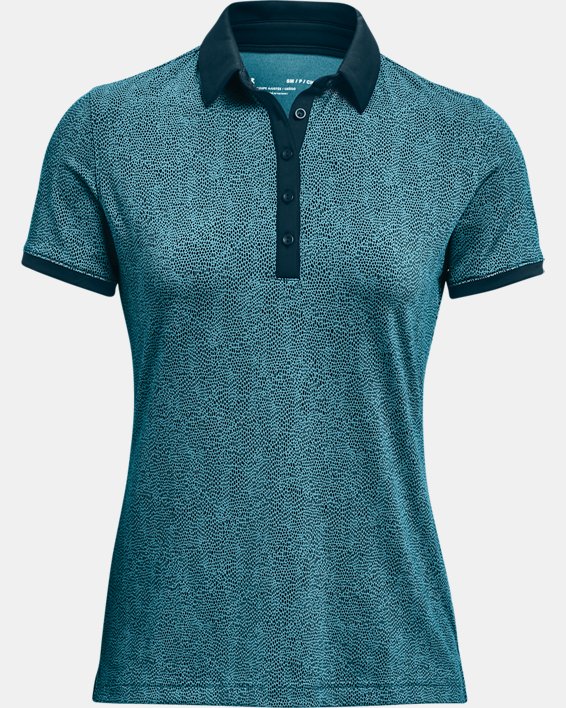 Women's UA Zinger Printed Short Sleeve Polo, Blue, pdpMainDesktop image number 4